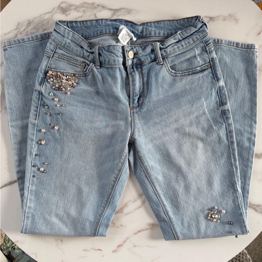 For The Republic Light Blue Embellished Jeans